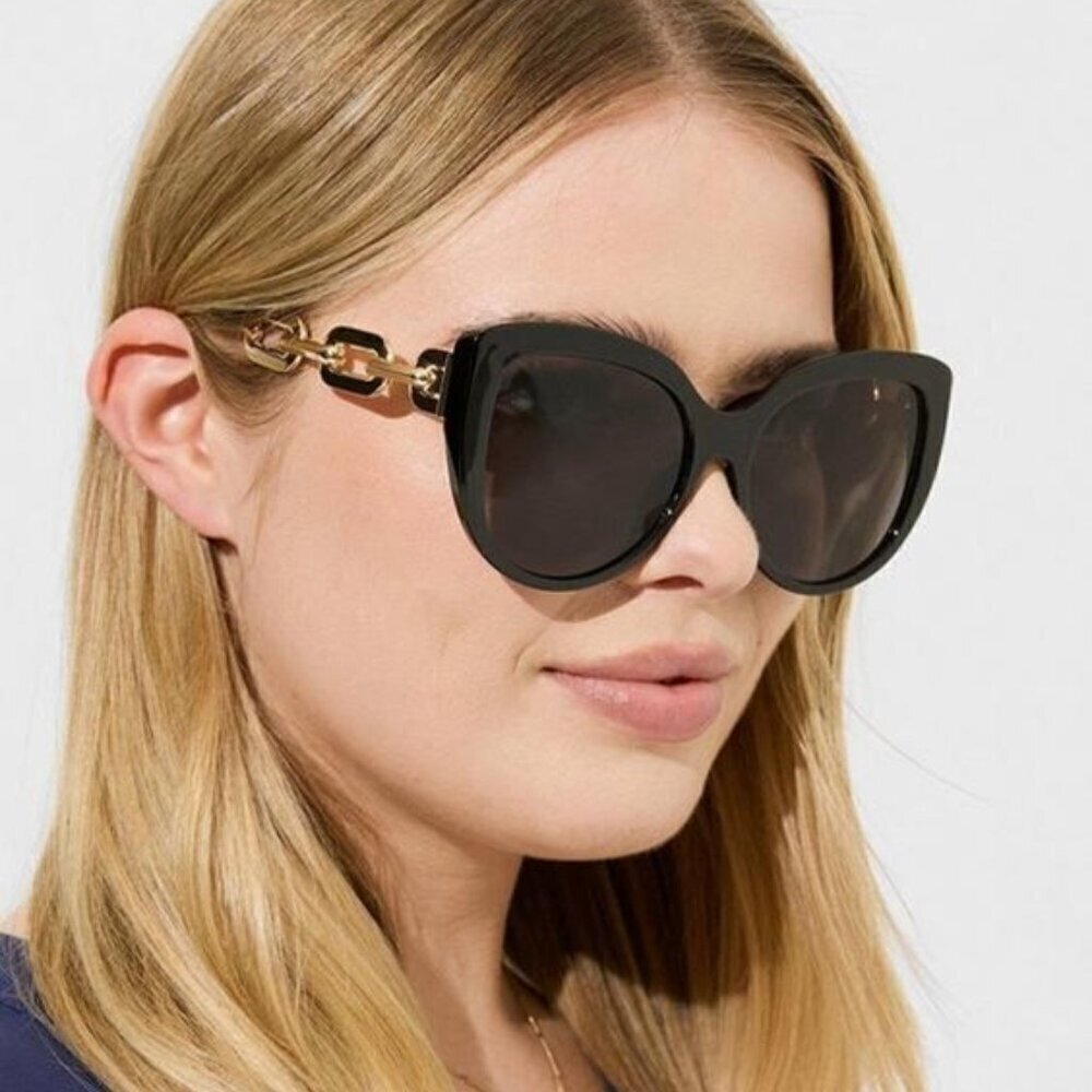 Torrid - Link Cateye Smoke Lens Sunglasses in Black & Gold